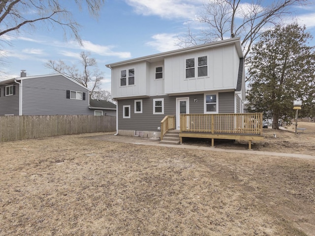6310 Hilly Way, Cary, IL 60013 - rear view of property featuring board and batten siding and a wooden deck