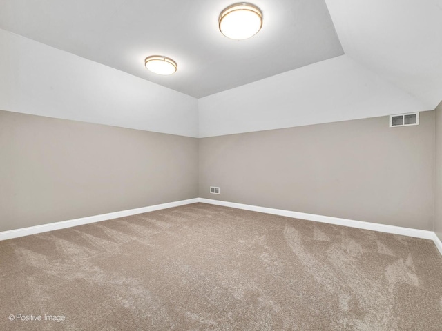 additional living space with lofted ceiling and carpet