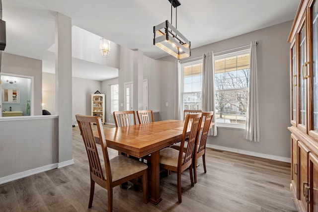 dining space featuring light hardwood / wood-style flooring and a healthy amount of sunlight