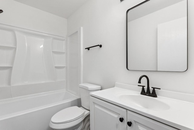 full bathroom with vanity, toilet, and shower / tub combination