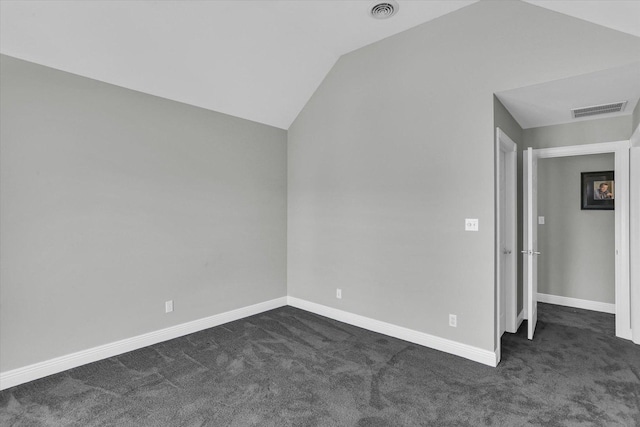 1801 Cobblefield Ct, Champaign, IL 61822 - unfurnished room featuring dark colored carpet, vaulted ceiling, and baseboards