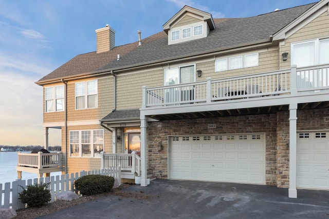 exterior space with a garage