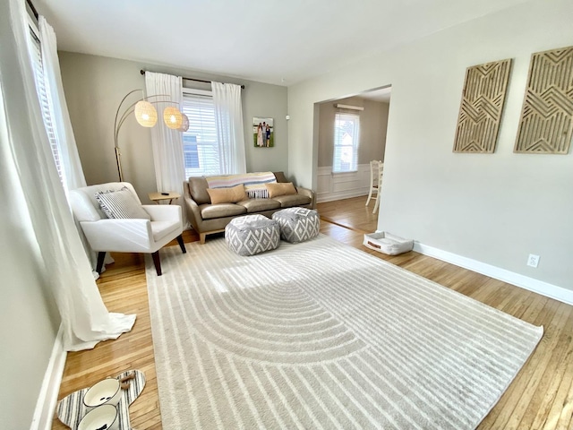 living area featuring light wood-type flooring