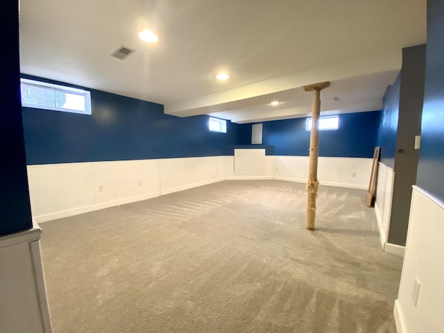 basement with carpet