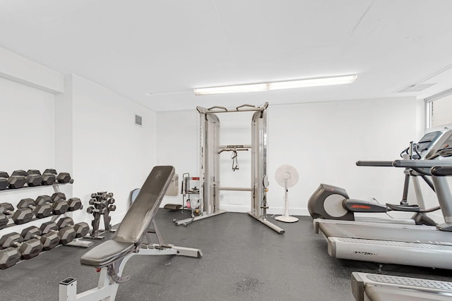 exercise room with visible vents