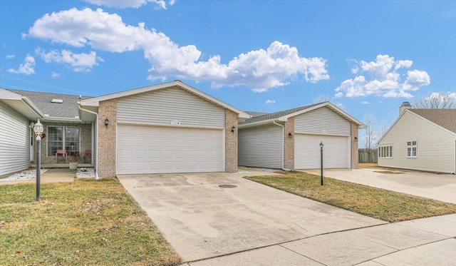 ranch-style house with a garage and a front yard