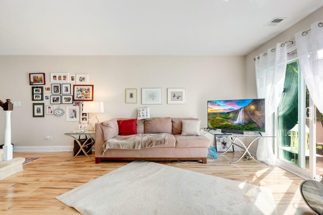 living room featuring wood-type flooring