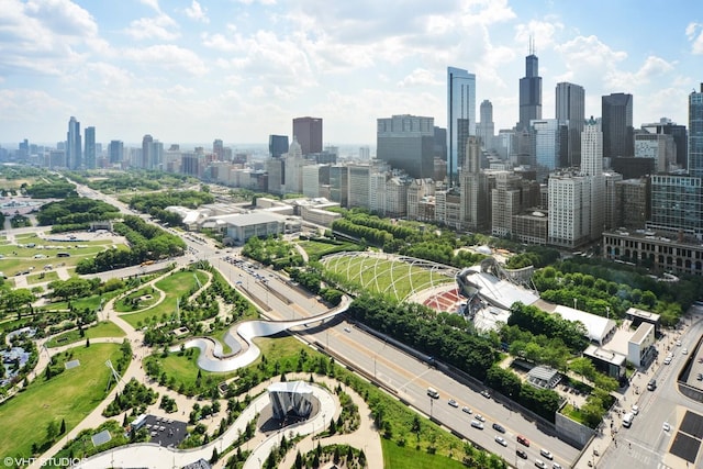 drone / aerial view featuring a city view