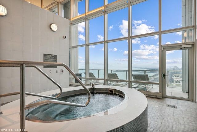 interior space featuring an indoor hot tub