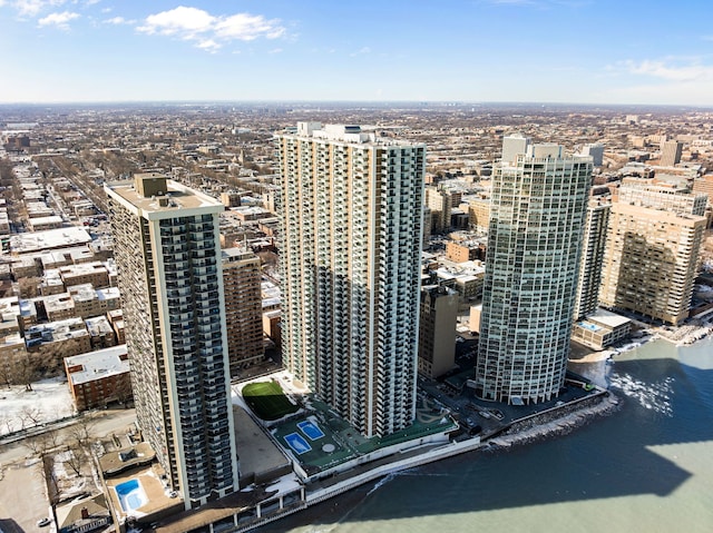 view of city with a water view