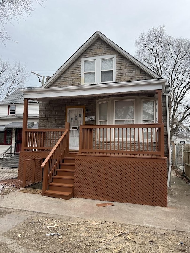 view of front of home featuring covered porch