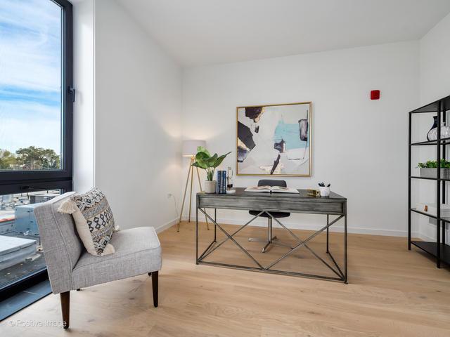 office space featuring light hardwood / wood-style floors