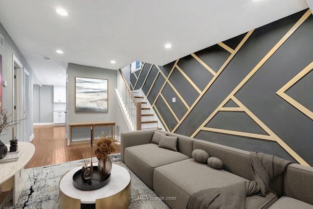 living room featuring hardwood / wood-style flooring