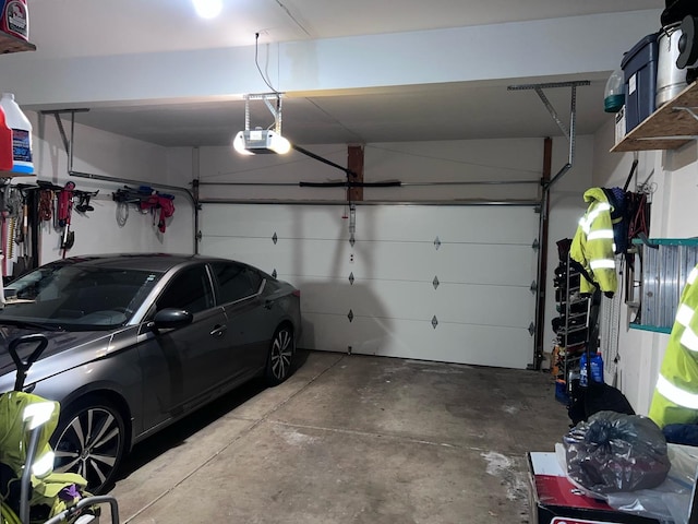 garage with a garage door opener