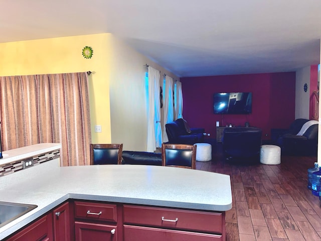 kitchen with dark wood-type flooring and sink