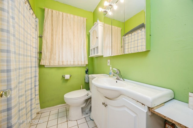 bathroom with tile patterned floors, toilet, and vanity