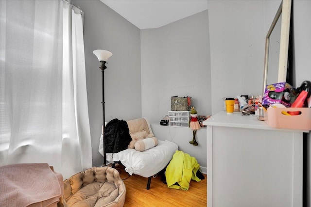 living area featuring hardwood / wood-style floors