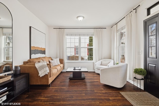 sitting room featuring dark hardwood / wood-style flooring