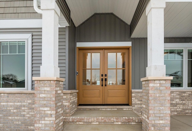 doorway to property with french doors