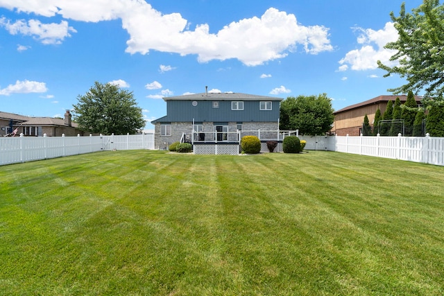 rear view of house featuring a yard