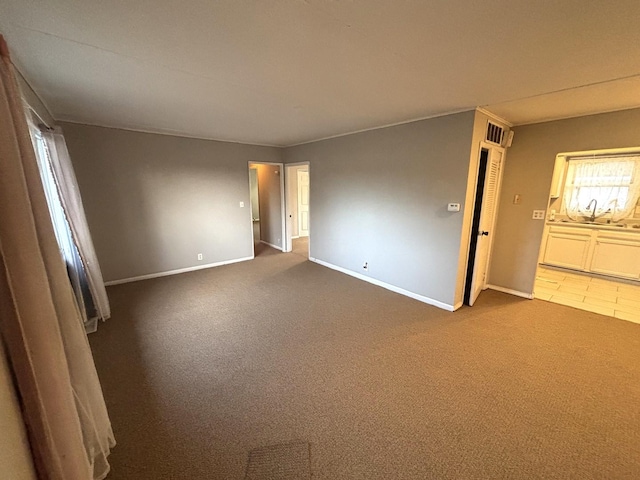 empty room featuring sink and carpet flooring