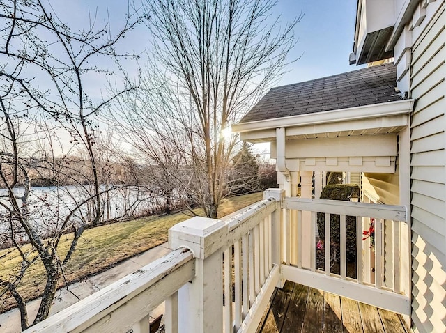 deck with a water view