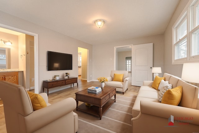 living room featuring light hardwood / wood-style floors
