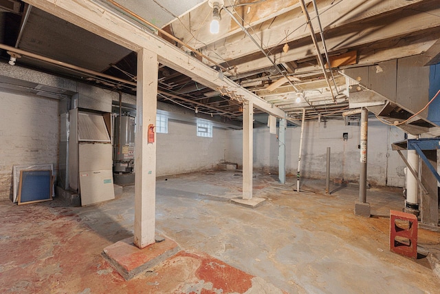 basement with water heater