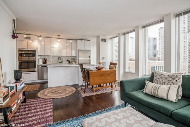 living room featuring hardwood / wood-style floors