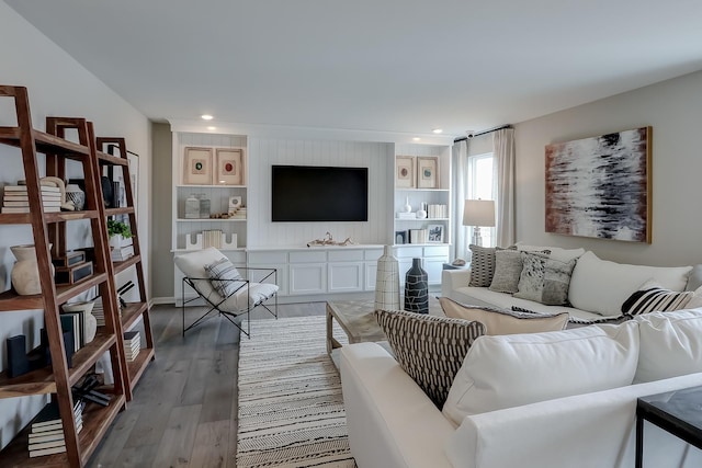 living room with hardwood / wood-style floors