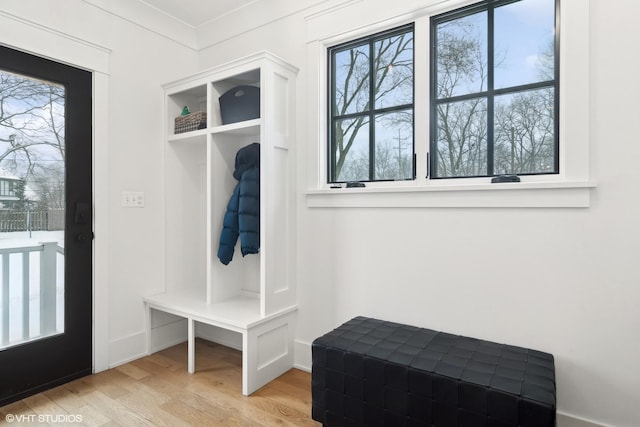 mudroom with light wood-type flooring