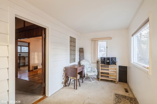 interior space featuring carpet flooring