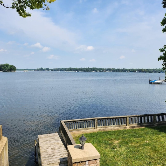 dock area featuring a water view