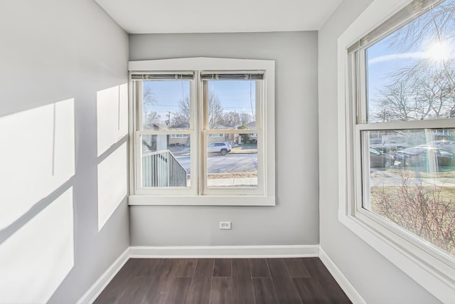 unfurnished room featuring dark hardwood / wood-style flooring