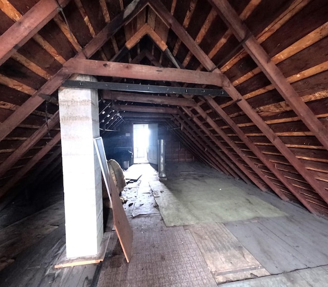 view of unfinished attic