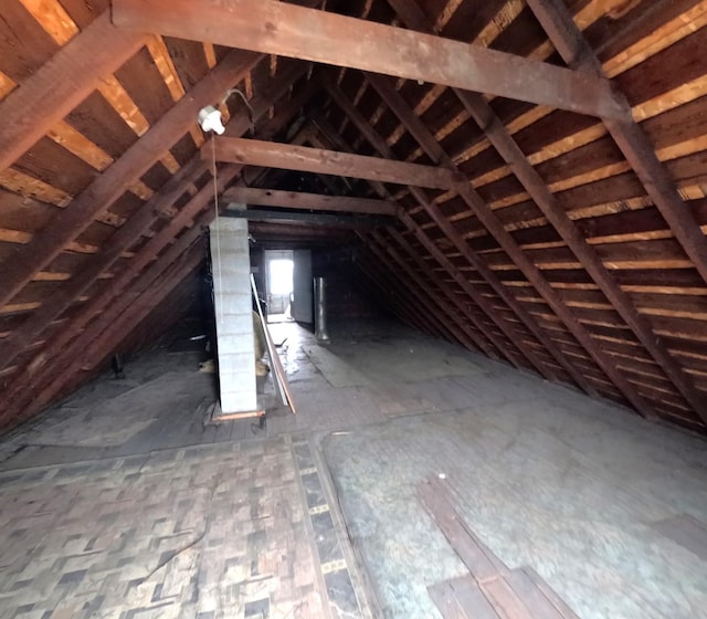 view of unfinished attic