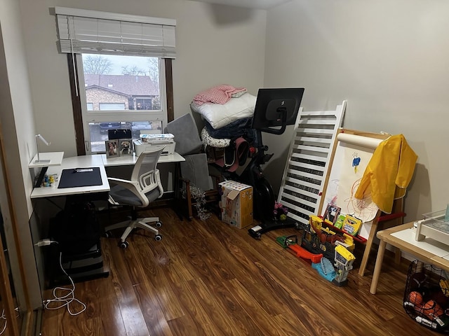 office space featuring dark hardwood / wood-style floors