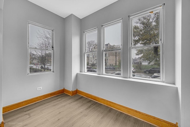 empty room with plenty of natural light and light wood-type flooring