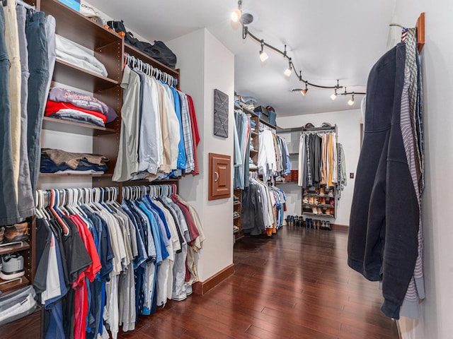 walk in closet featuring wood-type flooring