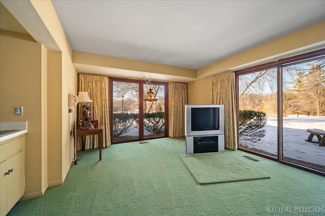 interior space featuring carpet floors and visible vents