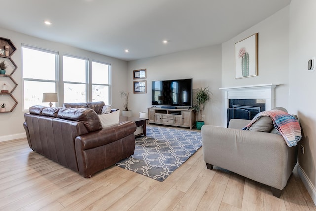 living room featuring light wood-type flooring