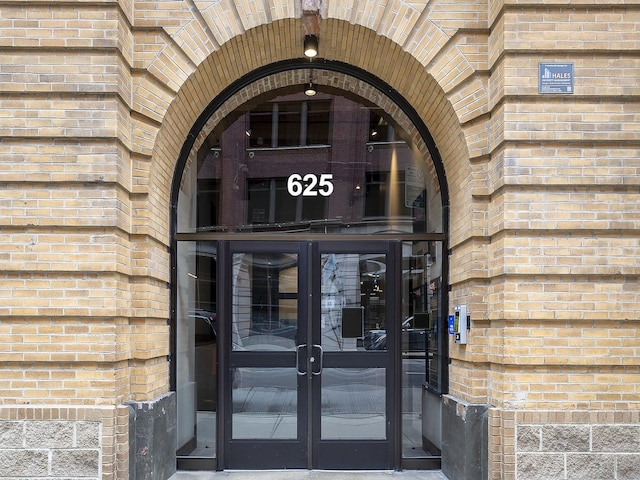 property entrance with french doors