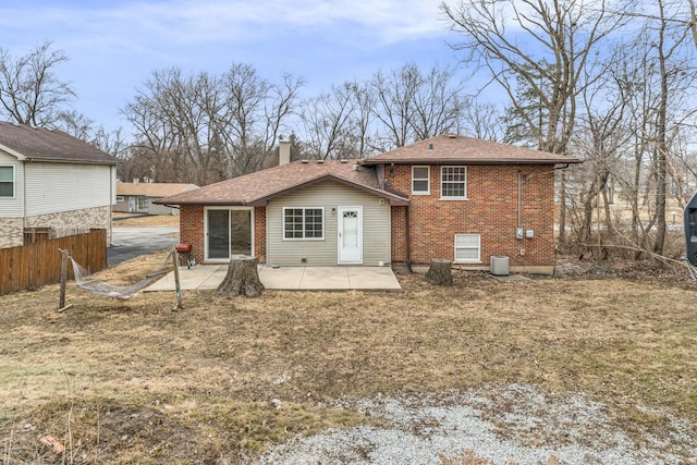 back of house featuring a patio and central air condition unit