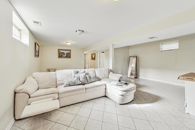 view of tiled living room