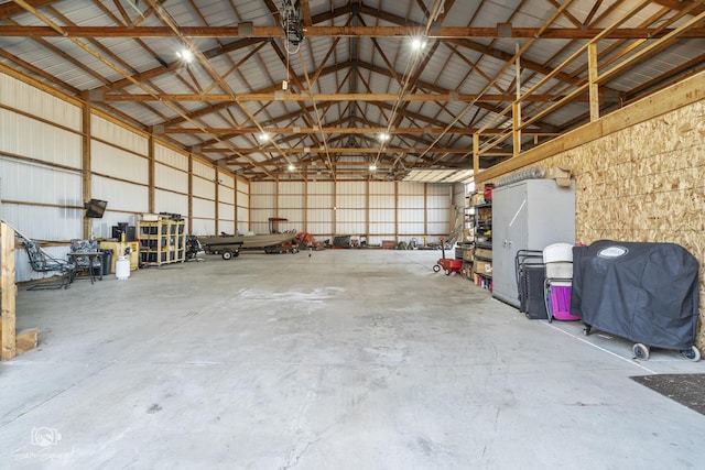 garage featuring metal wall