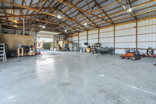 garage featuring metal wall