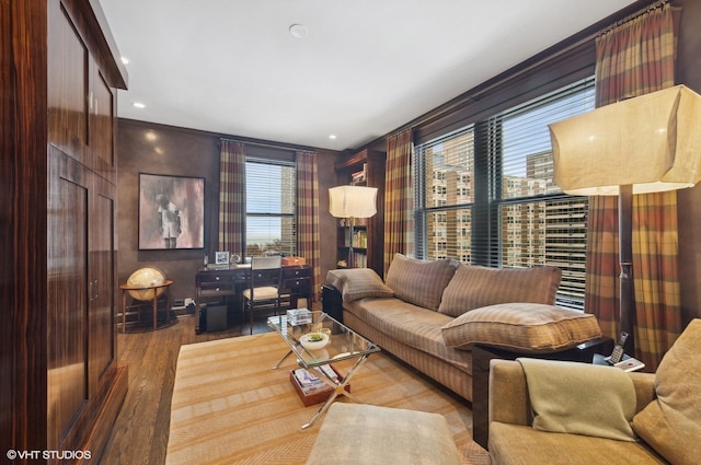 living area with wood finished floors