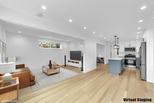 living room featuring light hardwood / wood-style floors