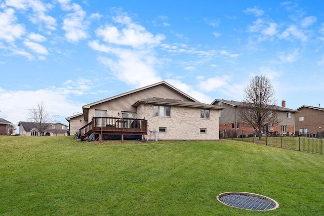 8430 Horizon Ct, Tinley Park, IL 60487 - rear view of house with a wooden deck and a yard