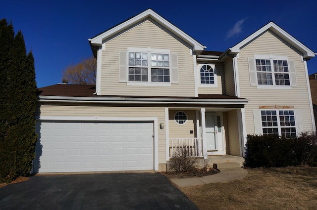 front facade with a garage